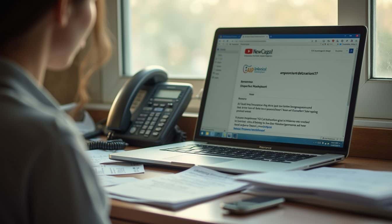 Person at a cluttered desk on a laptop while an old phone sits nearby. Person at a cluttered desk on a laptop while an old phone sits nearby.
